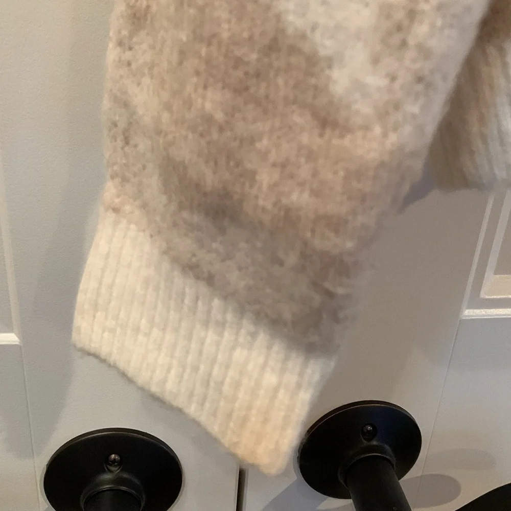 LUCKY BRAND Cream Tan Cozy Camo Sweater S - Picture 5 of 7